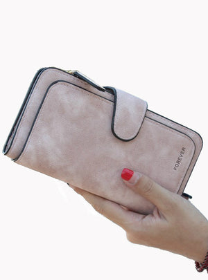 Women Wallet Design Hasp Solid Color Card Bags 