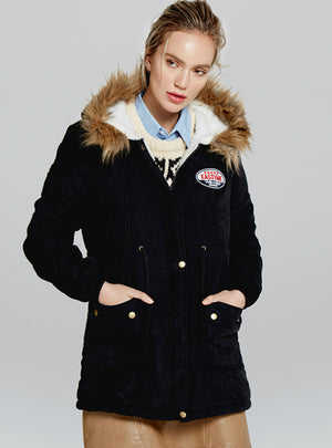 Wool Collar Hat Cotton-padded Jacket Cashmere 