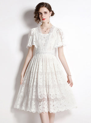 Printed Beaded Lace Fashion Dress