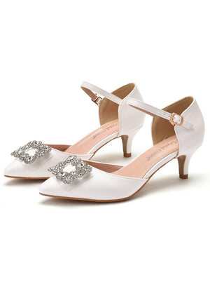 Square Buckle Pointed Beading Sandals