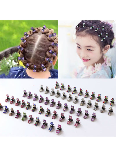 12PCS/Lot Small Cute Crystal Flowers Metal Hair 