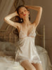 Simulation of Ice Silk Pajamas Perspective Lace Nightgown