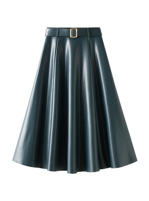 Women High Waist Leather Skirt