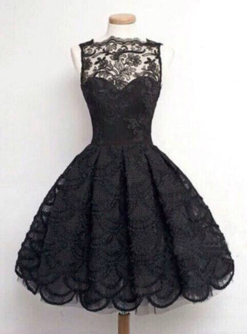 Cheap Lace Sleeveless Black Party Dress