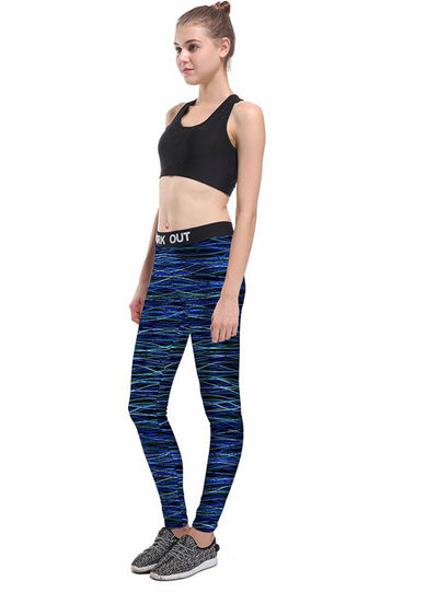 Elastic Slim Fitness Legging Stripe Print Leggings 
