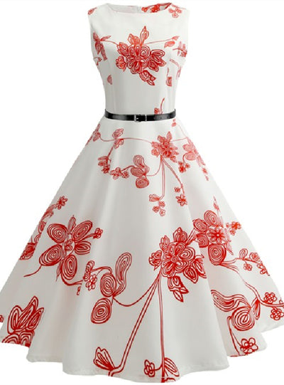 Women Retro 50s Print Dress