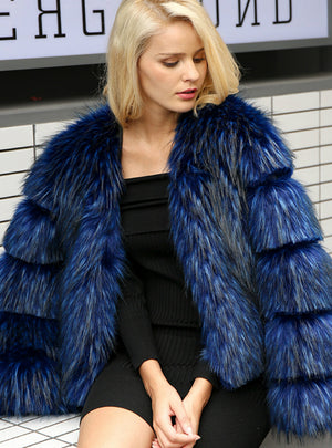 Faux Fur Fox Fur Long Sleeve Short Fur Coat