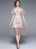 Heavy Embroidery Lace Mesh Stitching Dress