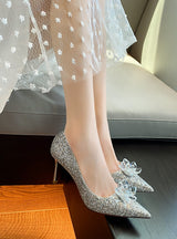 Thin-heeled Pointed Crystal High Heels