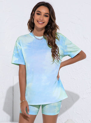 Tie-dyed Short Sleeve Suit Two-piece Set Shorts