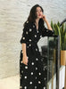 V-neck Ladies Long Dress Casual Half Sleeve Dot Dress