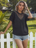 Yarn Perspective Neck Short Sleeve Chiffon Top