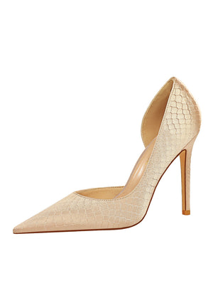 Snake Silk High Heel Shoes