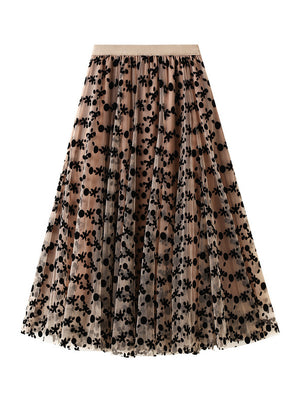 Dotted Floral Printed Skirt