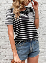 Casual Short-sleeved Striped T-shirt