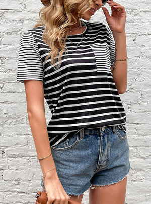 Casual Short-sleeved Striped T-shirt