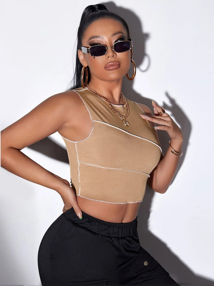 Solid Color Slim Sleeveless Vest T-shirt