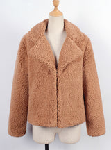 Women Suit Collar Coat Short Coat Fur Coat 