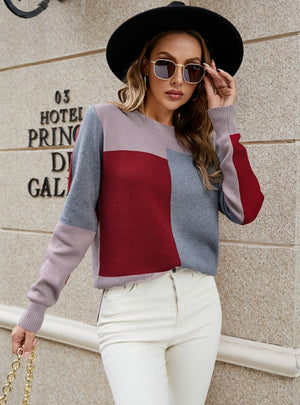 Pullover Stitching Contrast Sweater