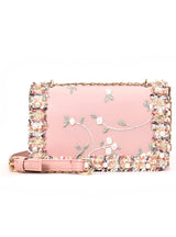 PU Leather Sweet Girl Square bag Flower Pearl Chain