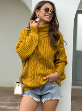 High Neck Thick Twist Turtleneck Sweater