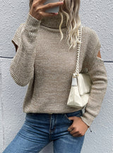 Women High-necked Hollow Sweater