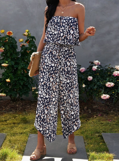 Chiffon Floral Loose Wide-leg Pants Jumpsuit