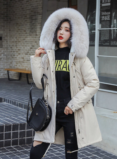 Winter Warm Velvet Thicken Faux Fur Coats Parka