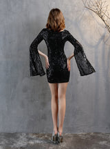 V-neck Sequins Short Sleeve Party Dress