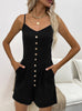 Slim Button Sling Jumpsuit Wide Leg Shorts