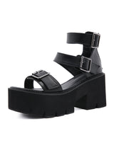 Loose Cake Bottom Hollow Thick Heel Sandals
