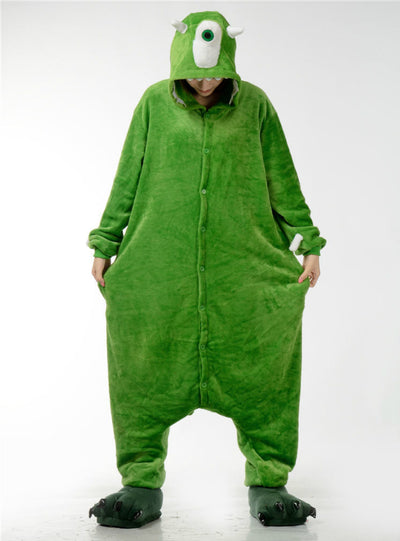 Flannel Green One-Eyed Monster Cartoon Pajamas