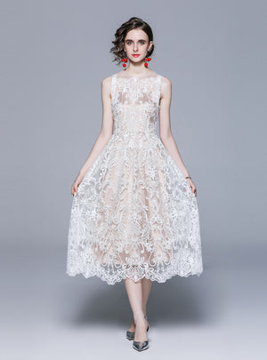 Embroidery Lace Middle and Long Dress