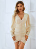 Retro Deep V Sequined Long Sleeve Party Dress