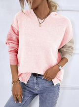 Contrasting Color Hooded Pullover Sweater