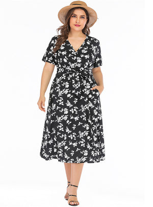 V-neck Short Sleeve Bohemian Beach Dress