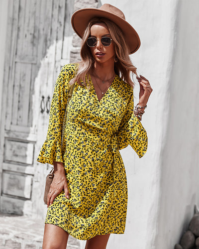 Women Printed Long-sleeved Dress