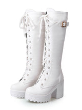 Knee High Boots Lace Up With Fur Snow Boot