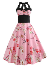 Retro Sleeveless Neck Print Dress