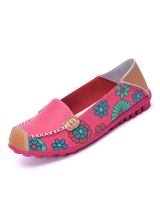 Flower Print Women Genuine Leather Shoes