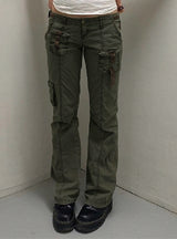 Retro Zip Pocket Low Waist Jeans