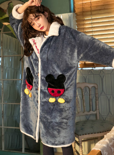 Thickened Warm Coral Fleece Robe Long Section