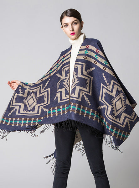 Cross Plum Lengthened Thickened Split Shawl