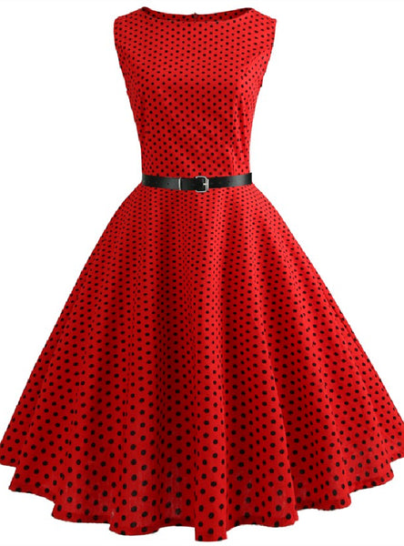 Wave Point Sleeveless Vintage Dress