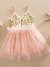 Tulle Ball Sleeveless Dresses Sequins Princess Children