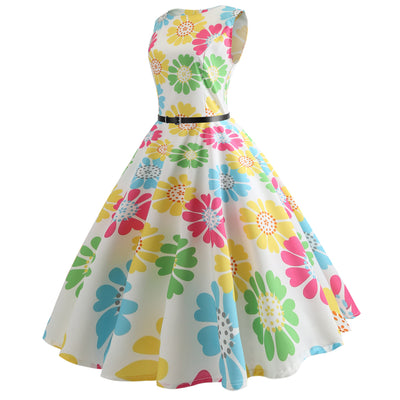 Colorful Print Sleeveless Vintage Dress