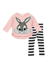 Girl Cotton Cute Rabbit Sweater Stripe Pant Suit