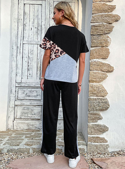 T-shirt Leopard Print Two-piece Set