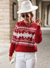 Red Round Neck Christmas Snowflake Sweater
