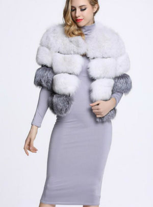 Faux Fox Fur Short Half Sleeve Coat Female